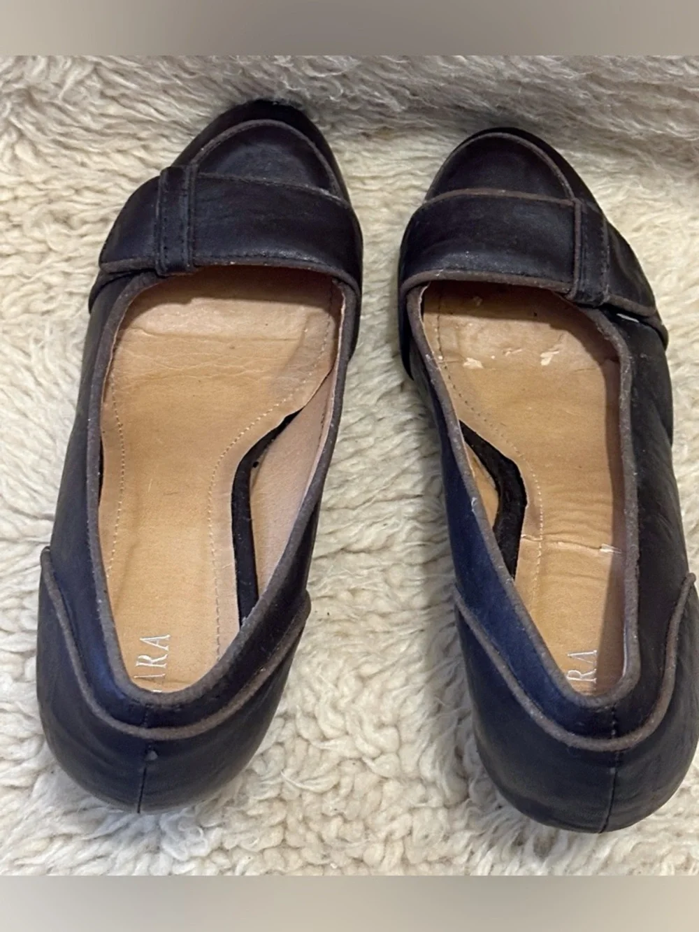 Zara Dark Brown Leatherette Heeled Pumps - Picture 5 of 9